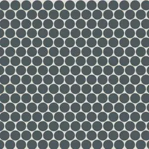 Penny Round Matte Porcelain Mosaic in Midnight Tide