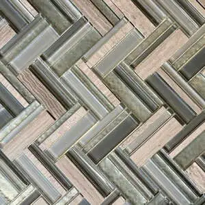 Green/Beige Herringbone Glass Mosaic