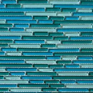 Blue/Aqua/Green Random Strip Glass Mosaic
