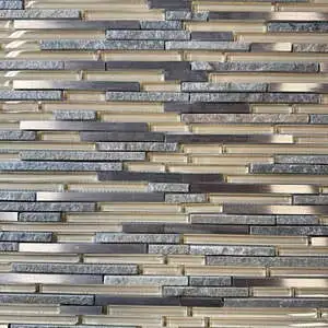 Grey/Gris/Beige Random Strip Glass Mosaic