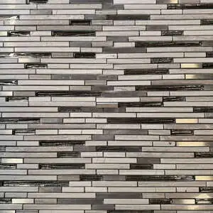 Grey/Black/Cream Random Strip Glass Mosaic