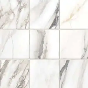 Prati 4" x 4" Honed Porcelain Mosaic in Calacatta Borghini Warm