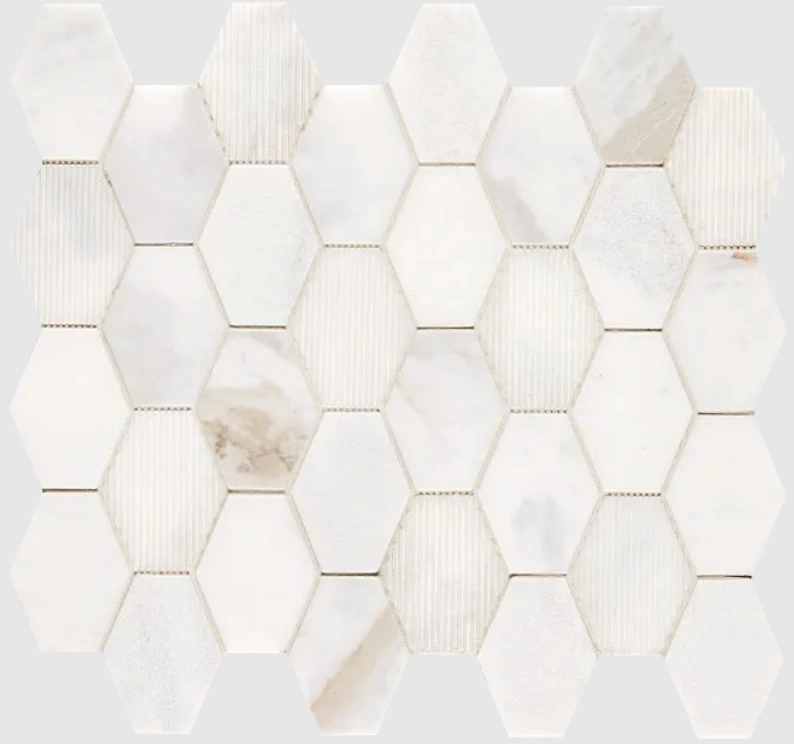 Calacatta Royale Multi Finish Elongated Hex Mesh