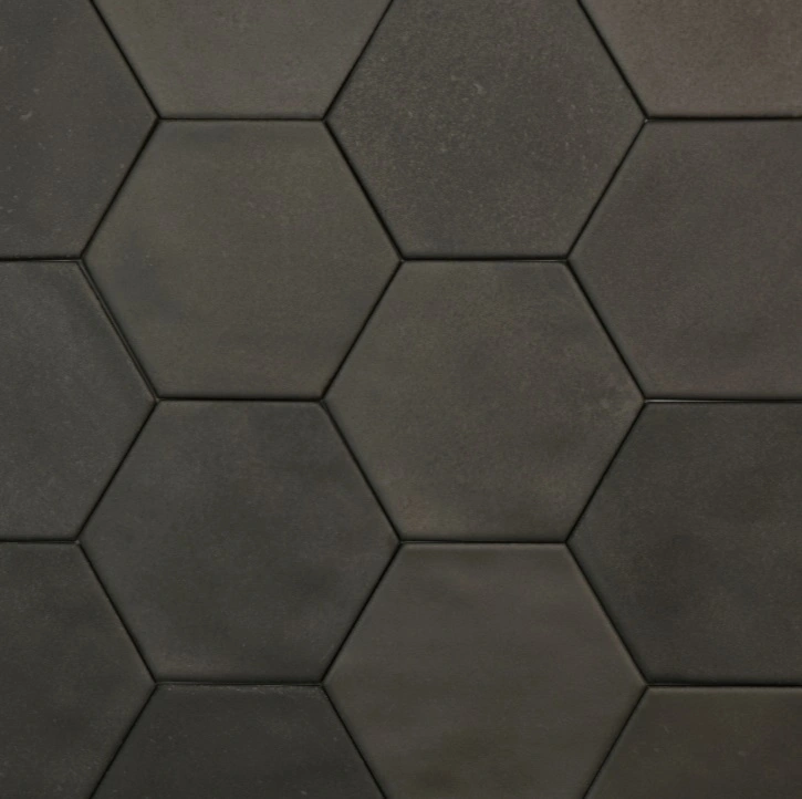 Celine 4" Hexagon Matte Porcelain Floor & Wall Tile in Black