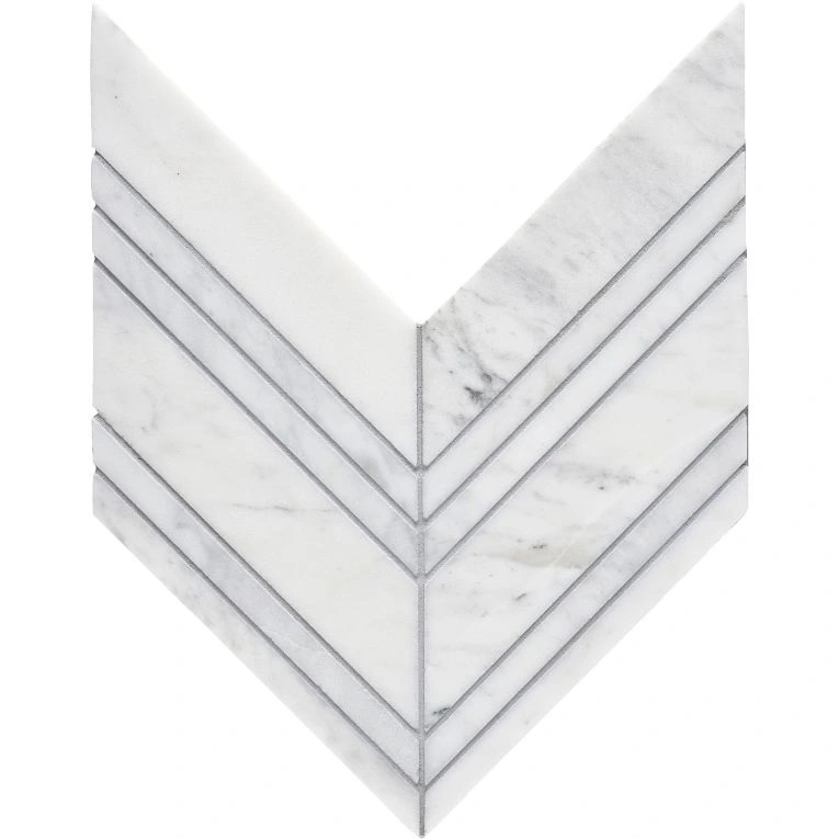 CS-Calacatta Gris Honed Chevron Mesh