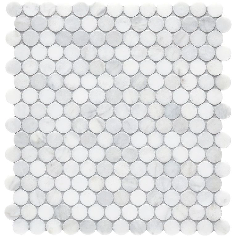 CS-Calacatta Gris Penny Round Mesh