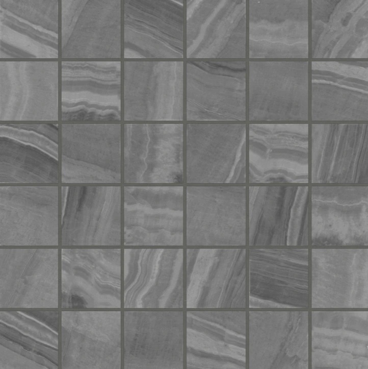 Gemma 2" x 2" Polished Porcelain Mosaic in Grey Onyx