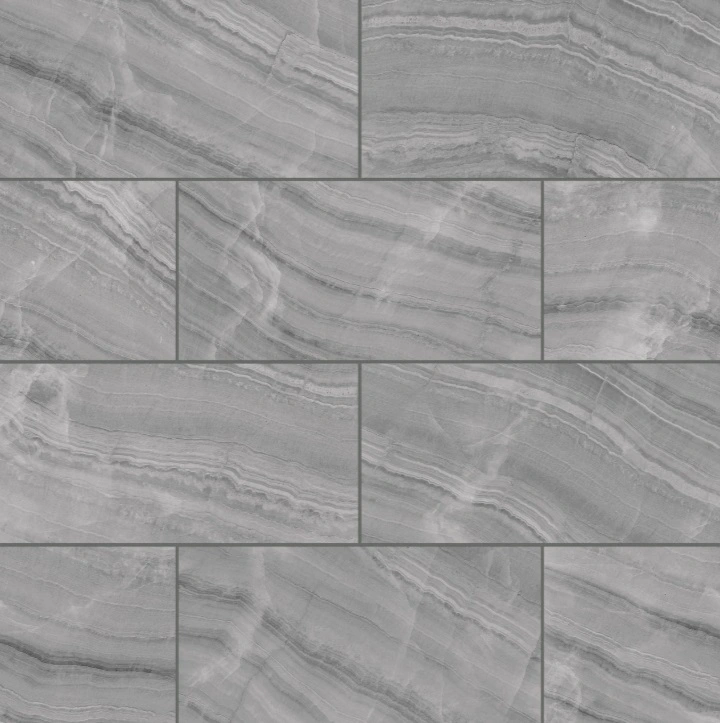 Gemma Polished Porcelain Field Tile in Grey Onyx