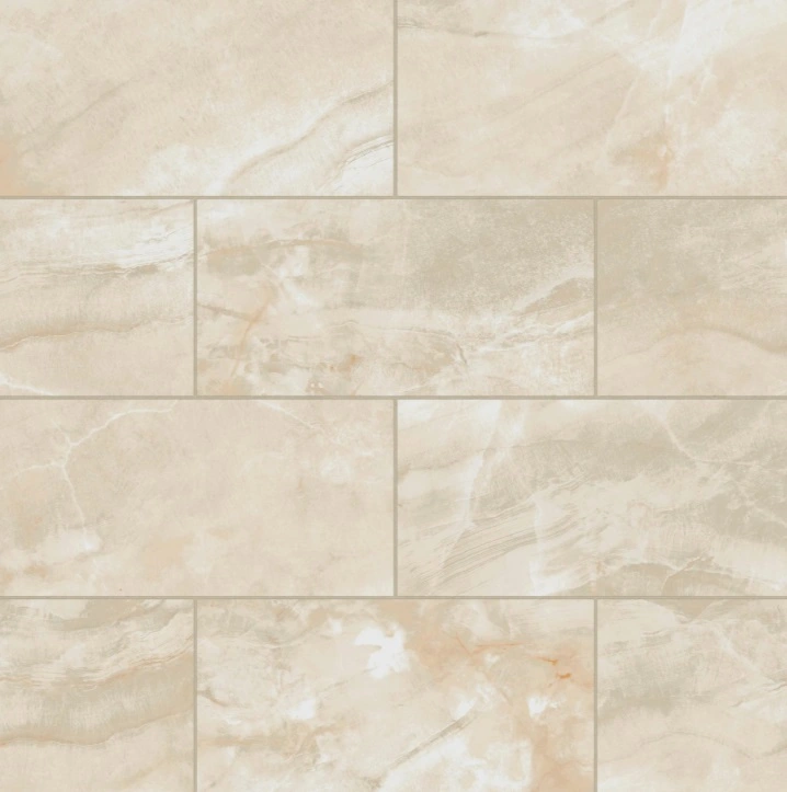 Gemma Polished Porcelain Field Tile in Beige Onyx