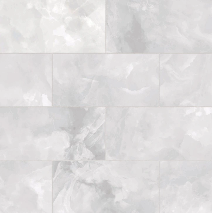 Gemma Polished Porcelain Field Tile in White Onyx