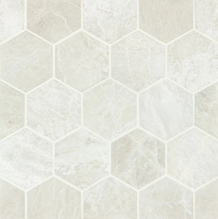 Iceberg White 3" Marble Hexagon Mosaic