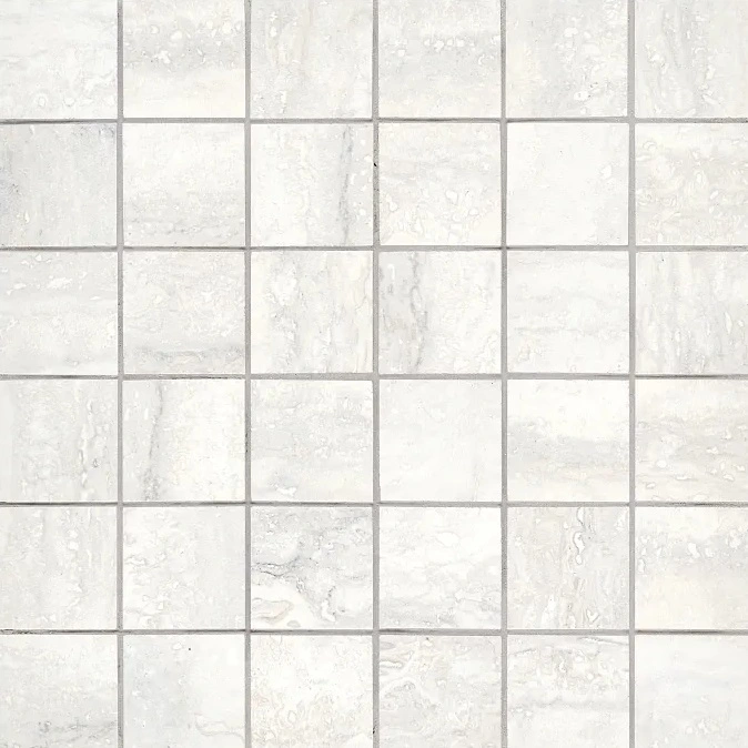 Invictus White Vein Cut Matte 2 x 2 Mosaic Mesh