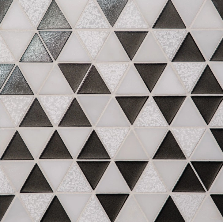 Triangle Glass and Stone Mosaic in Brown and Orient White