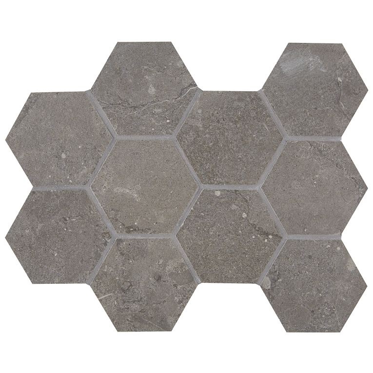 Lagos Mud 4 Inch Hex Mesh - porcelain tile Lagos collection by Arizona ...