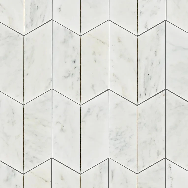 Calacatta Gris Honed Large Chevron Mesh