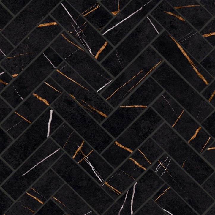 Herringbon Mosaic in Sahara Noir