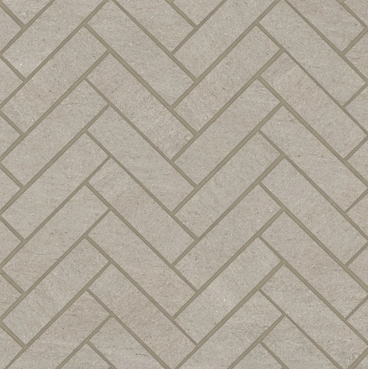 Herringbone Mosaic in Basalt Sand