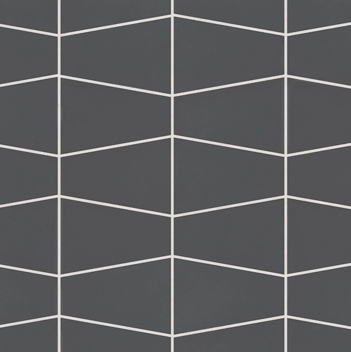 Marin Trapezoid Matte Porcelain Mosaic in Black Sea