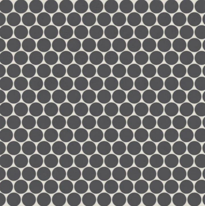 Penny Round Matte Porcelain Mosaic in Black Sea