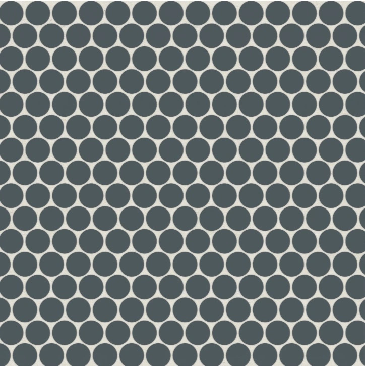 Penny Round Matte Porcelain Mosaic in Midnight Tide