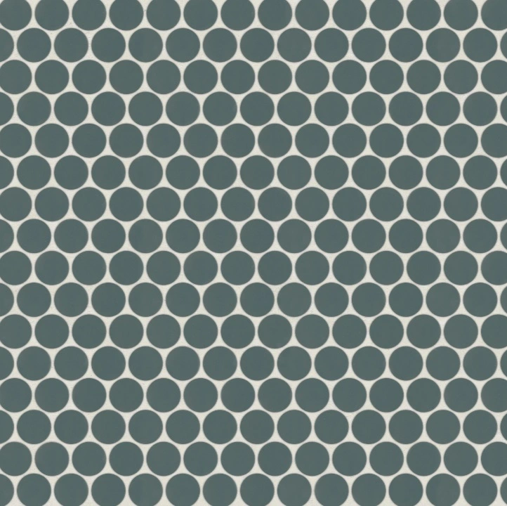 Penny Round Matte Porcelain Mosaic in Ocean Teal
