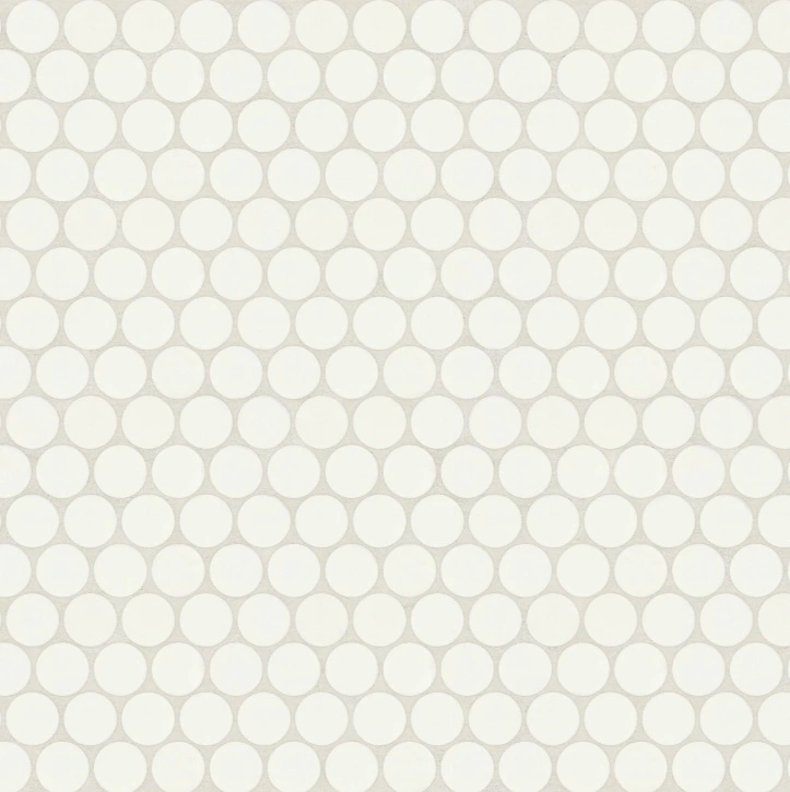 Penny Round Matte Porcelain Mosaic in Pearl White