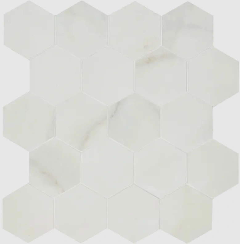 Marvel Calacatta Apuano Matte Small Hex 2-5/8 Mesh