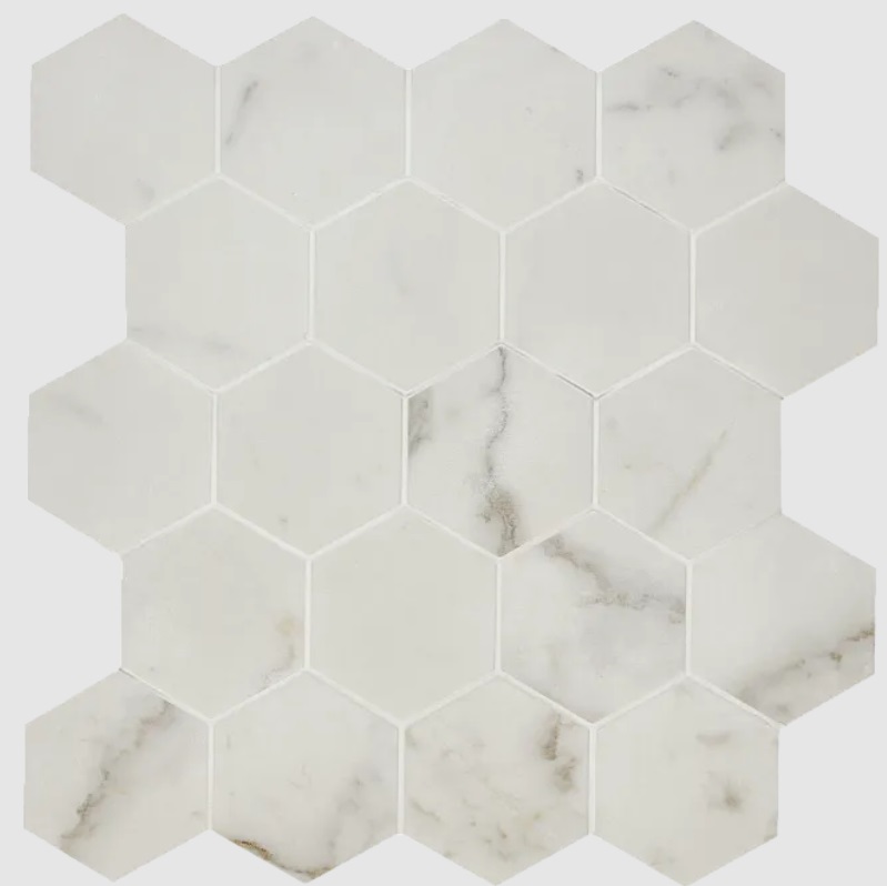 Marvel Calacatta Extra Matte Small Hex 2-5/8 Mesh - porcelain tile ...