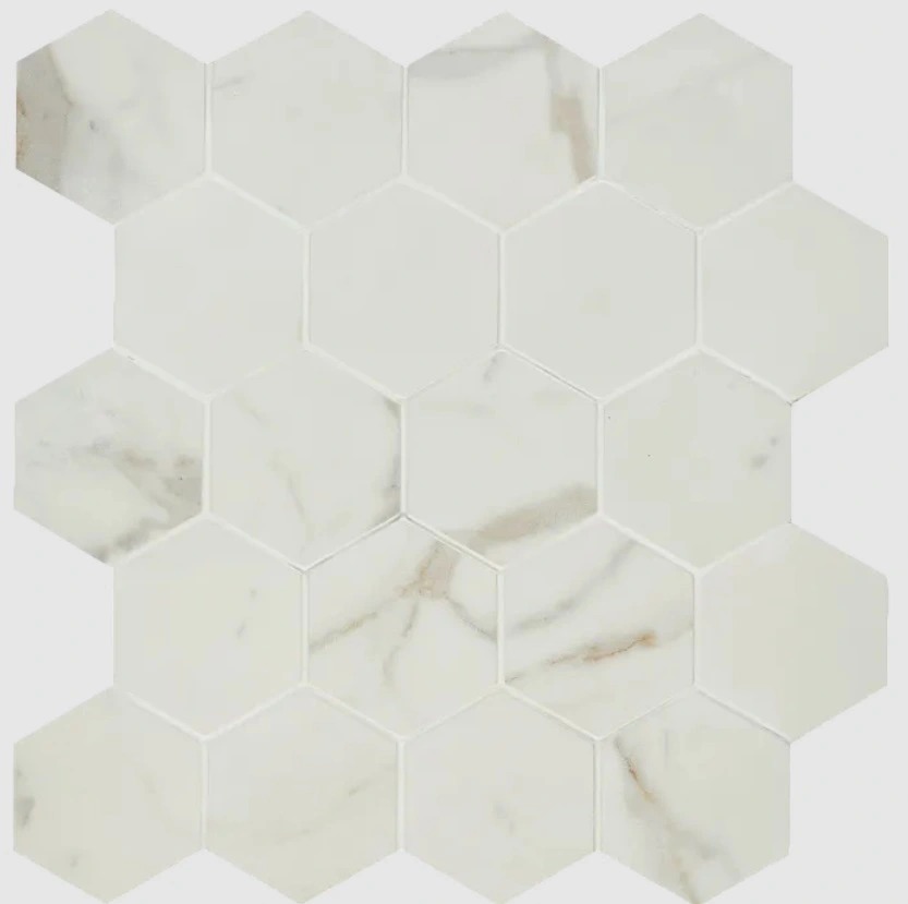 Marvel Calacatta Prestigio Matte Small Hex 2-5/8 Mesh