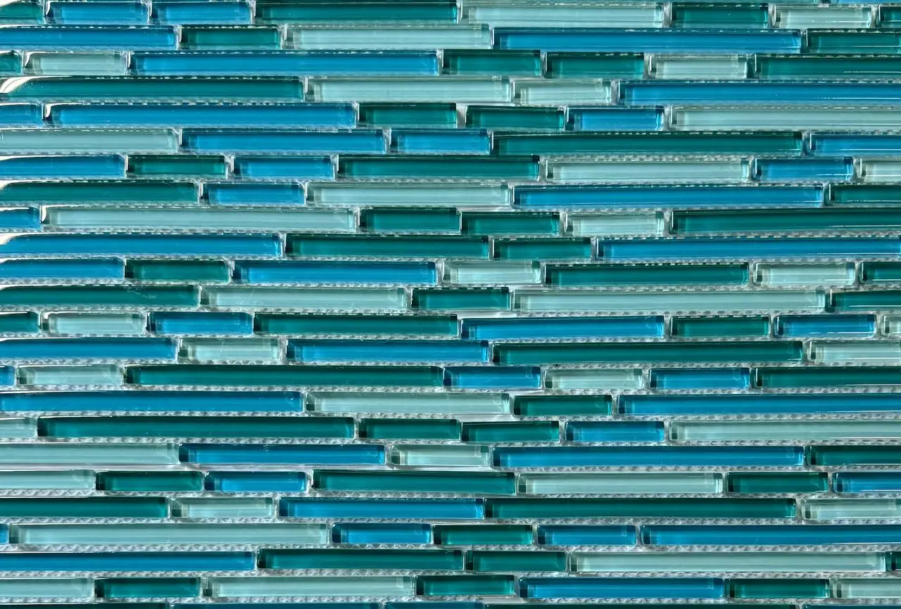 Blue/Aqua/Green Random Strip Glass Mosaic