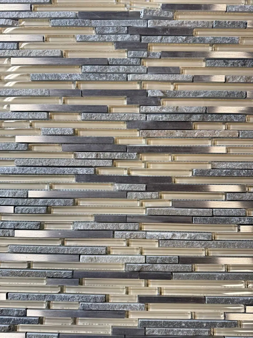 Grey/Gris/Beige Random Strip Glass Mosaic