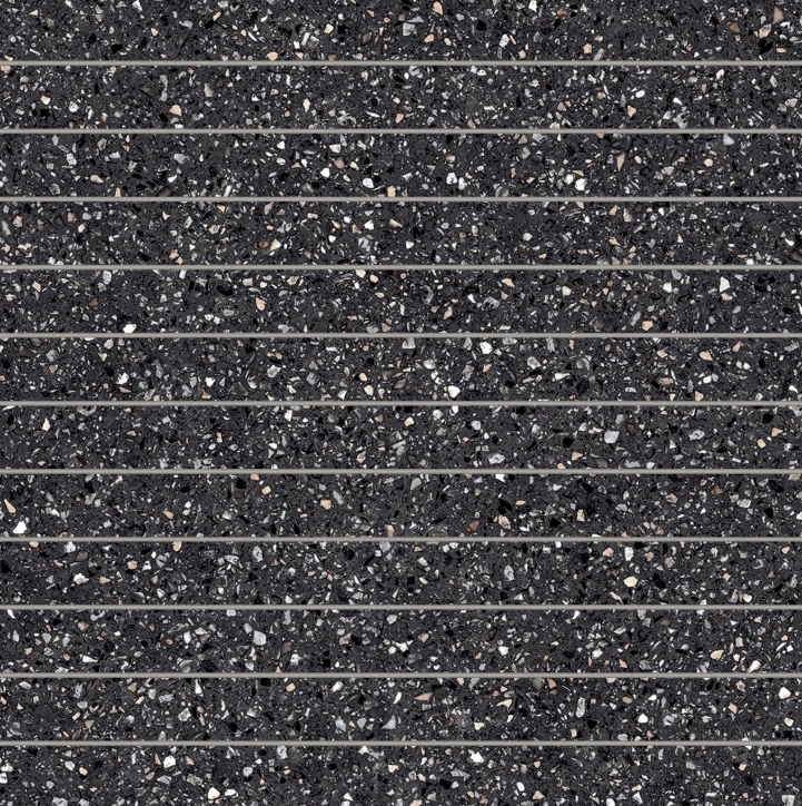 Mystere 1" x 12" Structured Porcelain Mosaic Tile in Black