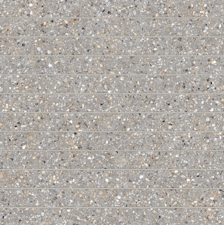 Mystere 1" x 12" Structured Porcelain Mosaic Tile in Light Grey