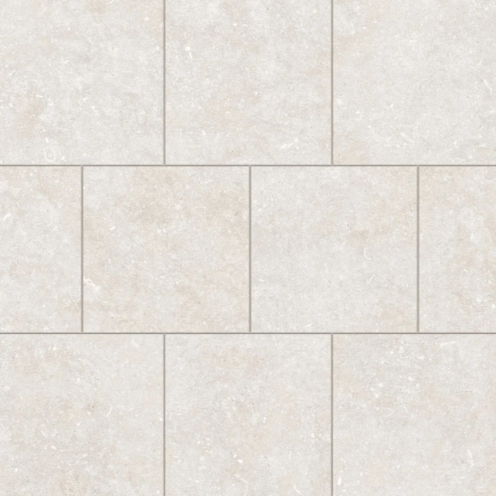Soft Textured Matte Porcelain Offset Mosaic in Ice