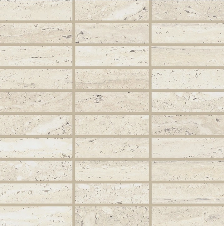 Sensi Roma 1" x 4" Satin Porcelain Rectangle Mosaic in Ivory