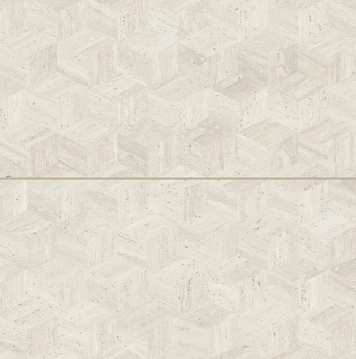 Sensi Roma 24" x 48" Satin Porcelain Cube Deco in Ivory