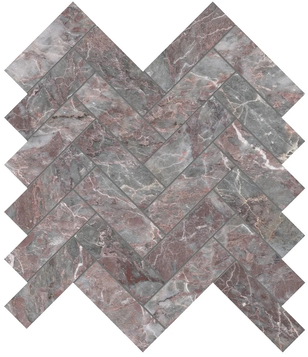 Sereno Burgundy Herringbone Mosaic