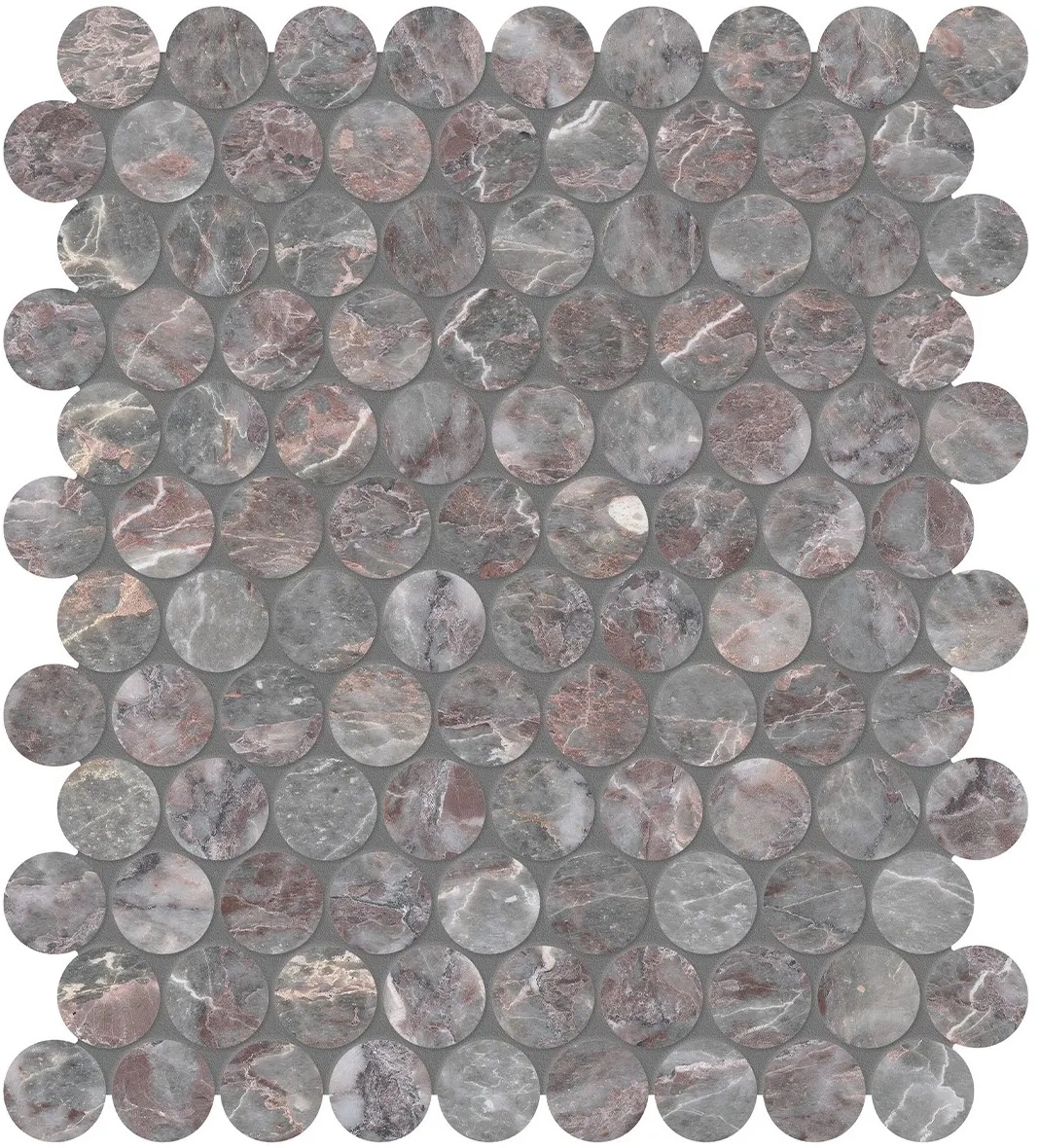 Sereno Burgundy Penny Round Mosaic