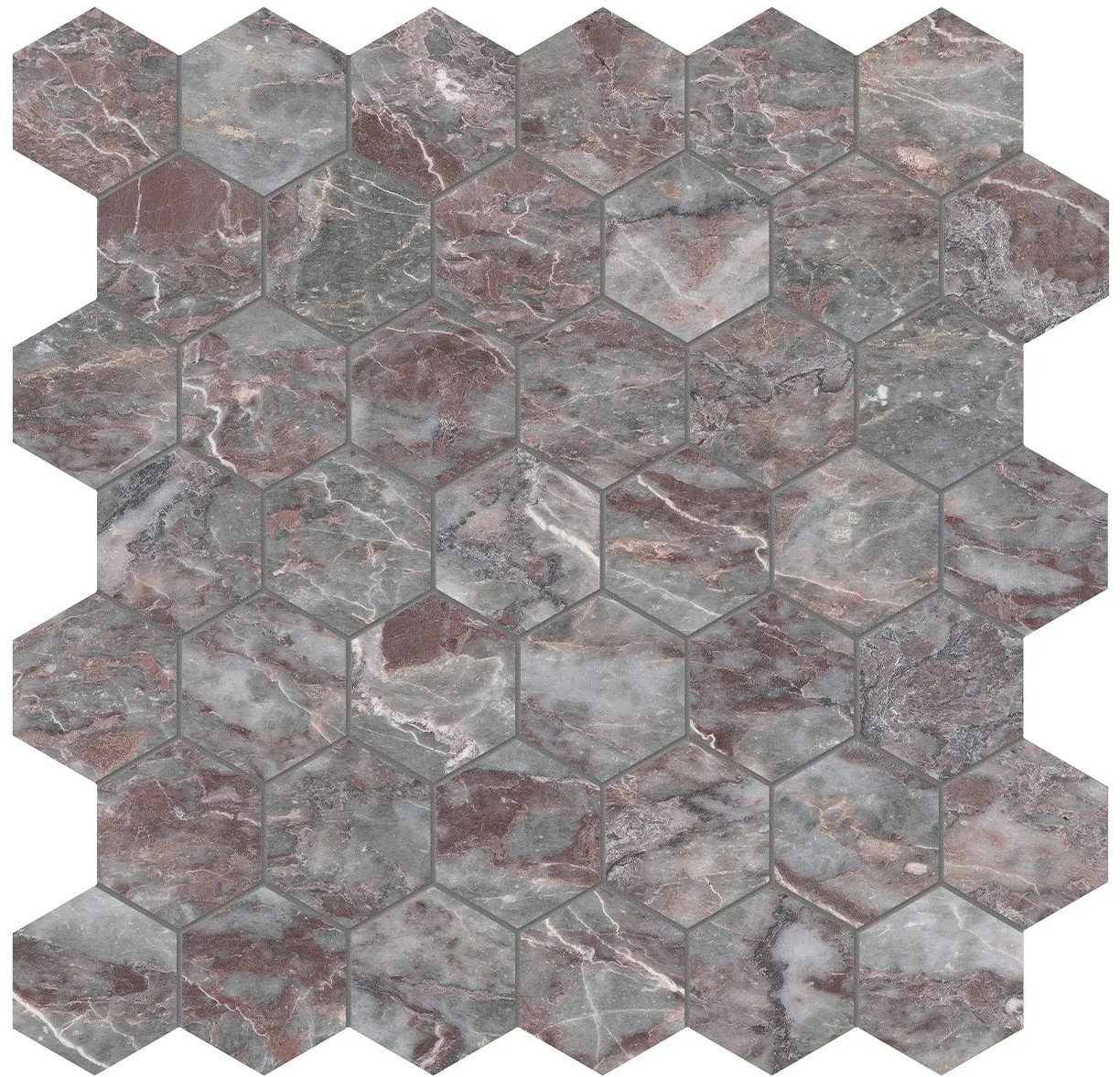 Sereno Burgundy Hexagon Mosaic