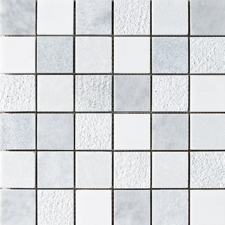 Allure, Avenza, Snow White Textured 2x2 Marble Mosaic