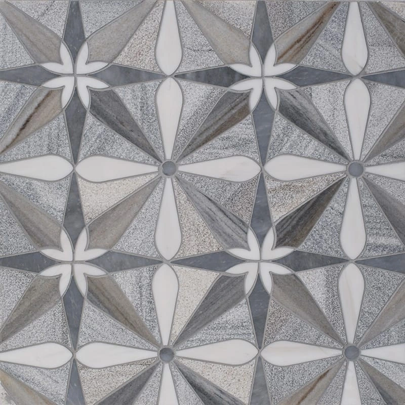 Snow White, Allure, Skyline Multi Finish Chantham Marble Mosaic
