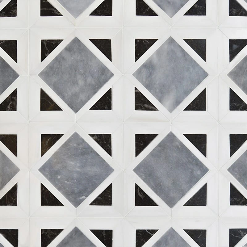 Snow White, Black, Allure Polished Kent Marble Mosaic