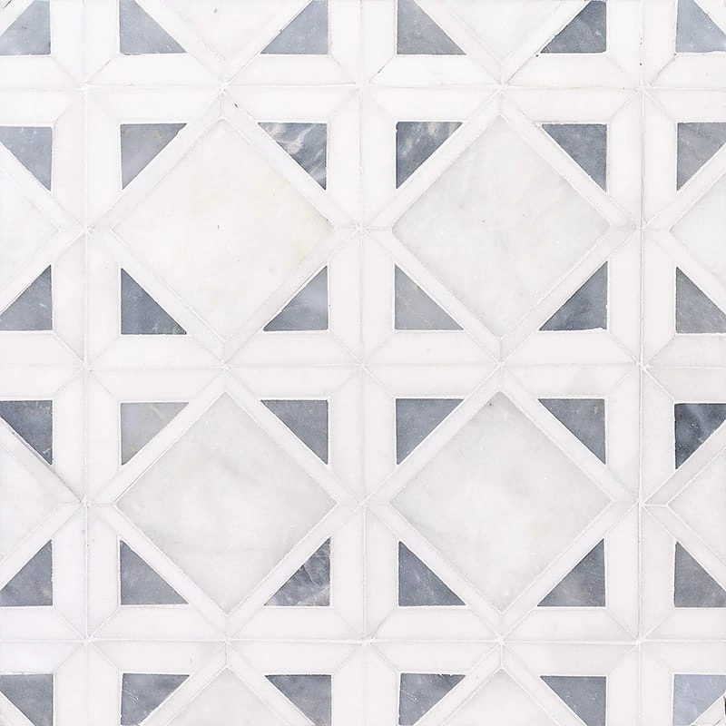 Snow White, Allure, Glacier Multi Finish Kent Marble Mosaic