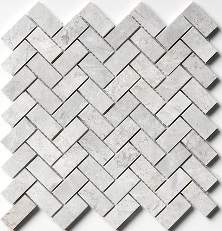 Avalanche Honed Herringbone 1x2 Marble Mosaic