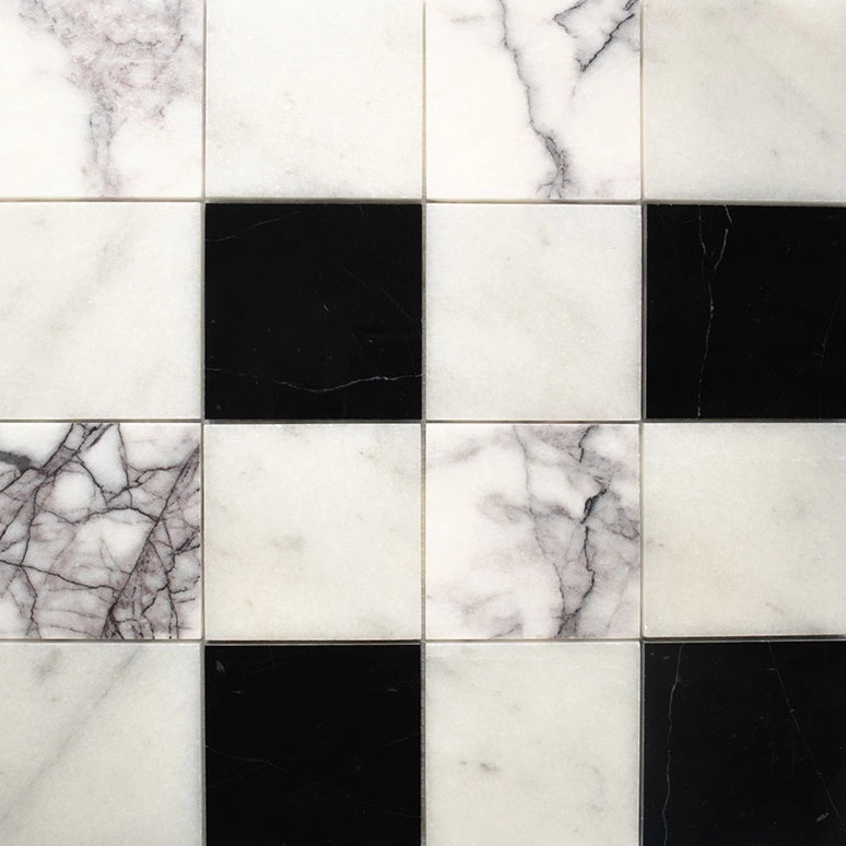 Avalon, Black, Lilac Polished Marble Mosaic