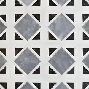 Snow White, Black, Allure Polished Kent Marble Mosaic