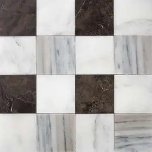 Avalon, Skyline, Mocha Earth Multi Finish 4x4 Marble Mosaic