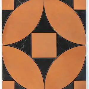 Black Honed, Terracotta Honed Emna Marble Mosaic