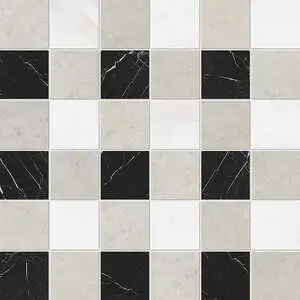 Black, Snow White, Britannia Light Honed 2x2 Limestone Mosaic Floor Tile