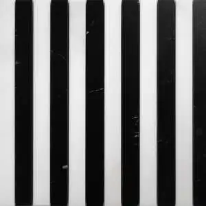 Black, Thassos Honed Mod Stripes Marble Mosaic Black, Thassos Honed Mod Stripes Marble Mosaic